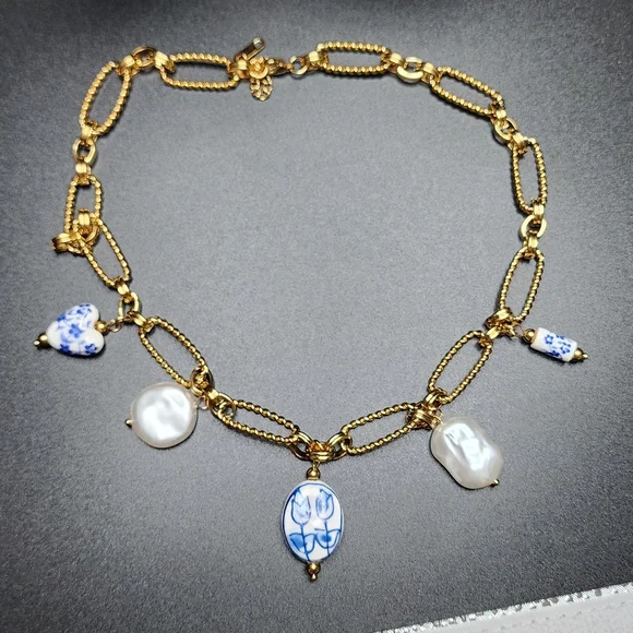 Portofino Blue Gold Charms Necklace - Picture 6 of 9